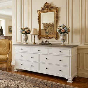 Commode en teck massif Remodern à 7 tiroirs, durable, écologique, minimalisme architectural audacieux, finition naturelle, chambre à coucher moderne - Product Image 3