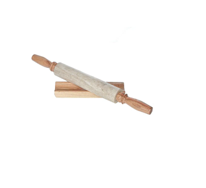 Antique Marble Color Rolling Pin Suitable For Roti <b>Pizza</b> Cookie and Pastry Dough Roller With Wood handle & Stand - Product Image 1
