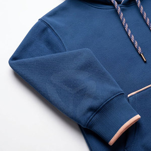 Sweat à capuche pour homme, bleu marine, coupe classique, décontracté, en molleton de coton, couleur unie, avec poches, pour l'automne, tricoté - Product Image 5