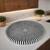 Luxuriöses Handgefertigtes Art Deco Schwarz-Weißes Knochenintarsien Rundes Serviertablett Dekoratives Ottoman-Kaffeetisch-Display für Heimdekoration