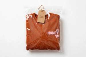 Women's for Orange Crew Neck Oversized Anti-Pilling Fleece Sweatshirt Embroidered <b>Honey</b> Bee Heart Cotton Blend Pullover - Product Image 6