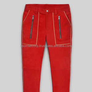 แฟชั่นขายดีสำหรับผู้ชายกางเกงหนังวัวแท้สไตล์ตะวันตกอเมริกันกางเกงนักขี่จักรยานกางเกงหนังสีดำผ้าลูกไม้สำหรับผู้ชายกางเกงหนัง - Product Image 1