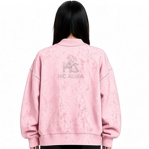 Sudadera Oversize de Felpa/Algodón con Lavado Ácido, Cuello Alto Simulado, Hombros Caídos, Color Negro, Premium, Estilo Urbano de Invierno, Más Vendida - Product Image 4