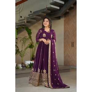 Beautiful Polyester Lehenga Choli Party Wear Gown and Dupatta - Product Image 3