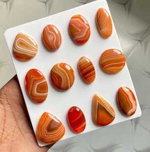 Wholesale Natural Orange Banded Agate Cabochons Wholesale Flatback Carnelian Agate Loose Gemstones for Jewelry Making & Crafts - Product Image 4