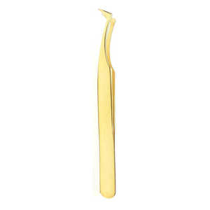 Pince à épiler pour extensions de cils SHAHZIK INTERNATIONAL, acier inoxydable, haute qualité, couleur or, pointe brillante, 90 degrés, volume des cils - Product Image 4