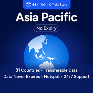 Tarjeta eSIM de viaje R-AP-01 Eskimo Travel Asia Pacific Data, la primera del mundo en datos móviles - 1GB con 2 años de validad en 31 países - Product Image 1