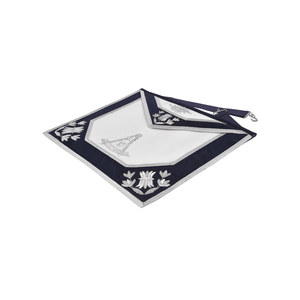 Hand Embroidered Masonic Ceremonial <b>Apron</b> <b>White</b> Leather Silver Bullion Trim High Quality Blue Lodge Masonic Silver <b>White</b> <b>Apron</b> - Product Image 3