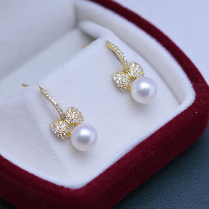 Freshwater 7-8mm White Round Fine Dangle Earrings with Simple Style <b>Bright</b> <b>Light</b> S925 Silver White Round <b>Bright</b> <b>Light</b> Note - Product Image 2