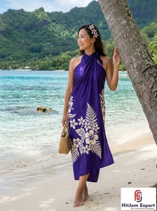 Paréo Sarong Hawaïen en Satin Tissé Personnalisé, Motif Floral Tropical, Léger, pour la Plage, Été, OEM ODM Garçons - Product Image 5