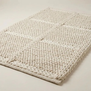 พรมขนสัตว์ทอมือลายหินกรวด ขอบถัก ป้องกันการลื่น เหมาะสำหรับสัตว์เลี้ยง สไตล์สแกนดิเนเวียน ใช้ในบ้าน พื้นหลังทำจากยางลาเท็กซ์ หนานุ่ม - Product Image 2