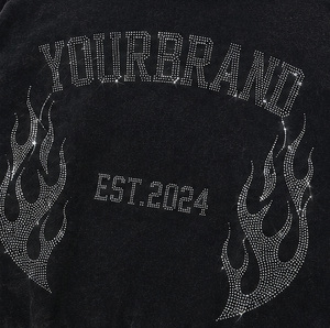 Sudadera Personalizada 100% Algodón Oversize de Felpa Gruesa con Estampado de Llama de Diamantes de Imitación, Efecto Desgastado, Teñido Liso, Fabricante - Product Image 3