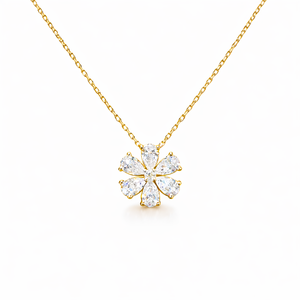 Collier pendentif fleur en or massif 14 carats avec diamant en forme de poire de 15 carats certifié IGI, cultivé en laboratoire, serti à griffes, pour femme, tendance - Product Image 6