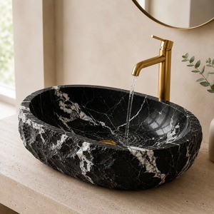 Vasque ovale en marbre naturel, sculptée à la main, moderne, pour salle de bain de luxe, hôtel, meuble-lavabo, salle à manger – Fournisseur en gros - Product Image 3