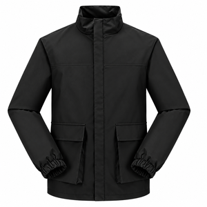 Men's Black Windproof Puffer Jacket With Stand Collar And Zipper Closure Regular Fit Casual Winter Wear - Product Image 1