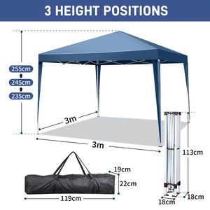 Practical Blue 3 X 3m Right Angle Folding <b>Camping</b> Tent Waterproof - Product Image 4