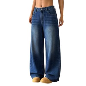 Jeans Rectos de Mezclilla 100% Algodón para Mujer, Cintura Alta, Ecológicos, Transpirables, Lavables, Estilo Urbano, Lavado Claro, Talla Única - Product Image 1