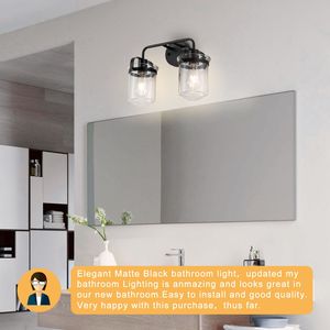 Modern 2-<b>Light</b> Indoor Wall Lamp with Clear Glass <b>Shade</b> Industrial Sconce for Bathroom Living Room Bedroom <b>Kitchen</b> Use - Product Image 6