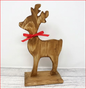 Ornement de Noël en bois fait main en forme de renne, décoration de cerf debout, centre de table de fête, décoration intérieure - Product Image 4