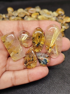 Natural Golden Rutile Quartz Oval Gemstone for <b>Necklace</b> Making for Jewellery Creativity - Product Image 4