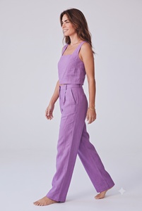 Ensemble deux pièces en coton slub, haut sans manches avec pantalon évasé, coupe ample, poches, tenue de fête, tenue de vacances - Product Image 3