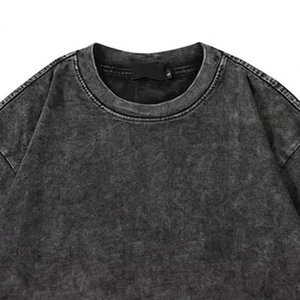 Camisetas de hombre al por mayor con logo personalizado, estilo flameado, lavado ácido, corte holgado, hombros caídos, algodón grueso, estilo oversize, streetwear - Product Image 6