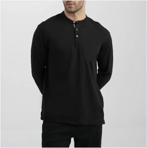 Chemises à manches longues respirantes pour hommes, taille plus, col rond, séchage rapide, design Henley, 100% coton, pour adultes et garçons - Product Image 1