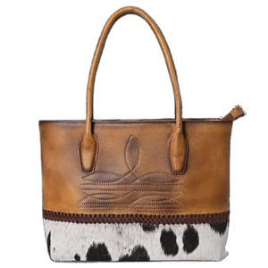 Bolso Tote de Cuero Genuino Hecho a Mano, Estilo Vintage, con Estampados de Animales, Cierre de Cremallera, Estilo Bohemio Inglés para Mujer - Product Image 1