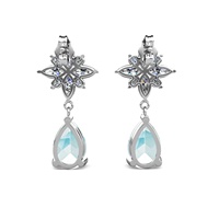 Hochwertiger natürlicher Edelsteins chmuck 925 Silber Teardrop-förmige blaue Topas-Blumen ohrringe für Frauen Destiny Jewell ery