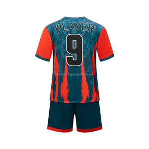 เสื้อฟุตบอลพิมพ์ลายแบบซับลิเมชั่นสำหรับเด็กชายและผู้ชาย ลายสก็อตจุด ตัวอักษรแบบกำหนดเอง ชื่อทีม ชุดกีฬา ขายส่ง - Product Image 2