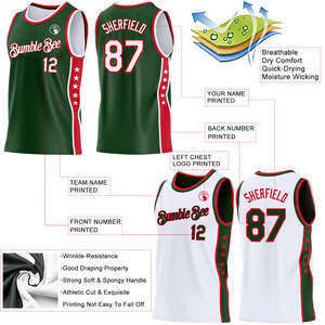 Ensemble de maillots de basket-ball réversibles personnalisés pour hommes, sublimation, maille respirante, bleu nuit, rouge, vert, uniforme d'équipe, équipement d'entraînement OEM - Product Image 3