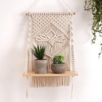 Étagère murale en macramé en corde de coton Abi Overseas, chic, flottante, moderne, tissée à la main, écologique, lavable, de haute qualité