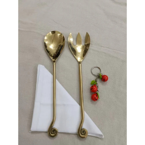 Juego de 2 utensilios para servir ensalada de acero inoxidable con mango de nácar vintage, cuchara y tenedor para servir, para el hogar y hoteles. - Product Image 6