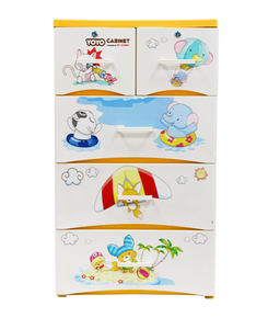 Armoire de rangement multi-usages à 4 niveaux en plastique moulé par injection, motif animaux de dessin animé, étanche et durable, pour chambre et salon - Product Image 2