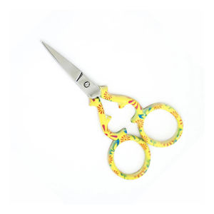 Ciseaux à cuticules de haute qualité, lame courbée, acier inoxydable, pointe aiguille, manche recouvert de papier, tranchants, pliables, pour droitiers - Product Image 1