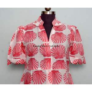 Robe d'été vintage indienne en coton imprimé floral fait main, col en V, lavable, style bohème, longueur cheville pour femme - Product Image 2