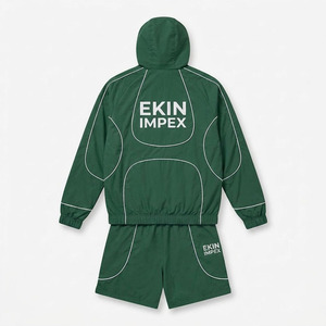 Custom Logo 2025 <b>Mens</b> 2 Piece Nylon Windbreaker Set Reflective Piping Hooded <b>Jacket</b> With Shorts <b>Summer</b> Streetwear Tracksuit - Product Image 2