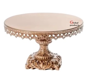 Support à gâteau rond en acier inoxydable finition dorée pour hôtel, restaurant et bar - Product Image 1
