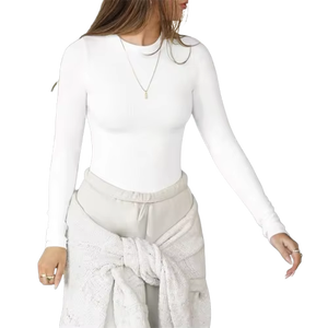 เสื้อยืดแขนยาวคอกลมทรงเข้ารูปสำหรับผู้หญิง ผ้าวิสโคส สไตล์ลำลอง สีพื้น แนวสไปซ์เกิร์ล ผ้าไม่ยับ ระบายอากาศได้ดี เหมาะสำหรับใส่เป็นเสื้อนอก - Product Image 4