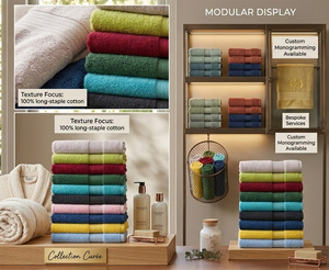 Jacquard Mix and Match 6-Piece Cotton Woven Solid Fancy Border Border Face Hand Bath <b>Towel</b> <b>Sets</b> for Home Spa - Product Image 4