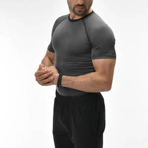 Vêtements d'entraînement écologiques, coupe ajustée, vêtements d'été, t-shirt de compression à col rond, coupe ajustée, tissu épais, athlétique - Product Image 4