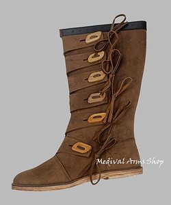 Bottes médiévales en cuir faites à la main pour hommes, chaussures authentiques de reconstitution historique de la Renaissance, chaussures de costume historique, pour anniversaire et Halloween - Product Image 5