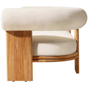 Modern Solid Teak Wood <b>Outdoor</b> <b>Sofa</b> Luxury Cylindrical Backrest Upholstered Patio Couch Contemporary Resort Lounge Furniture - Product Image 5