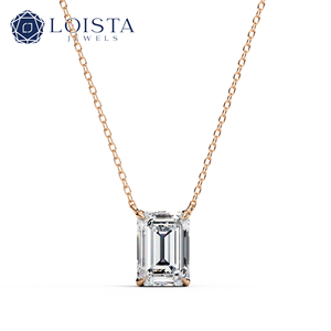 LOISTA สร้อยคอจี้เพชรทรงเอเมอรัลด์ ทองคำขาว ได้รับการรับรองจาก GIA เพชรธรรมชาติ เครื่องประดับหมั้นสำหรับผู้หญิงแบบคลาสสิก - Product Image 4