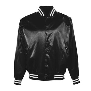 Custom Satin Varsity <b>Jacket</b> Men <b>Women</b> <b>Bomber</b> <b>Jacket</b> Snap Button Ribbed Collar <b>Lightweight</b> Baseball <b>Jacket</b> OEM - Product Image 3