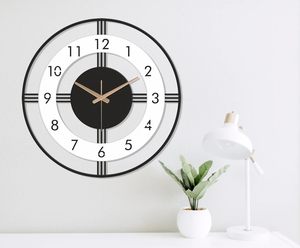 Modern Black and White Round Wall <b>Clock</b> with Gold <b>Hands</b> Elegant Decorative <b>Clock</b> for Living Room Office Home Decor - Product Image 2