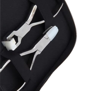 Wholesale Salon Hair Extension <b>Pliers</b> <b>Set</b> 5-Piece Heavy Duty Micro Link Installation Removal Tools Master Kit in Black Zippered - Product Image 4