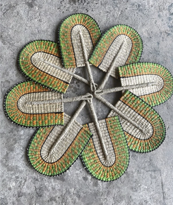 Éventail artisanal en jonc de mer du Vietnam, tissé naturellement, accessoire rafraîchissant, objet décoratif vintage, cadeau - Product Image 6