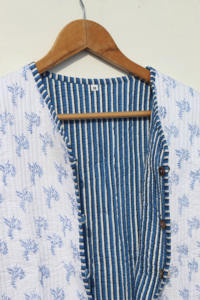 Nueva Chaqueta Acolchada de Algodón Tejido Transpirable con Estampado de Rayas Reversible y Estampado a Mano, Ideal para Fiestas, Regalo para Mujer - Product Image 5