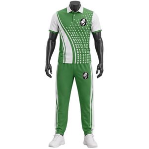 Conjunto de Cricket Sublimado Verde y Blanco para Hombre, Jersey y Pantalones Cortos de Manga Corta, Uniforme de Equipo de Alto Rendimiento, Ropa para Partidos al Aire Libre - Product Image 1